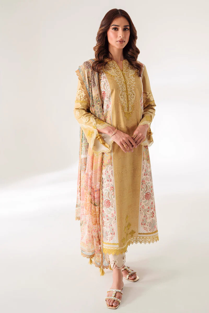 Qalamkar Embroidered Silk Suits Unstitched 3 Piece QLM25LS D-02 Roisin - Festive Collection