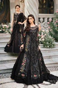 Maria B Mbroidered  Embroidered Suit Unstitched 3 Piece BD-2802-BLACK- D-02 - Luxury Collection