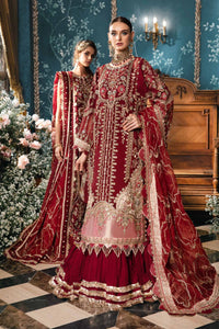 Maria B Mbroidered  Embroidered Suit Unstitched 3 Piece BD-2807-MAROON-DEFAULT- Luxury Collection