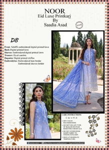 Noor by Saadia Asad Embroidered Lawn Suits Unstitched 3 Piece NSA24ELP D8-Luxury Collection