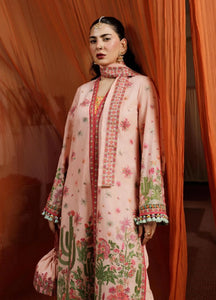 Hussain Rehar Factory No.21Embroidered Lawn Suits Unstitched 3 Piece Pembe