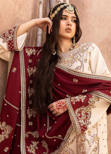 Bin Ilyas Laal Embroidered Karandi Suits Unstitched 3 Piece BI23L 1517-B - Winter Collection