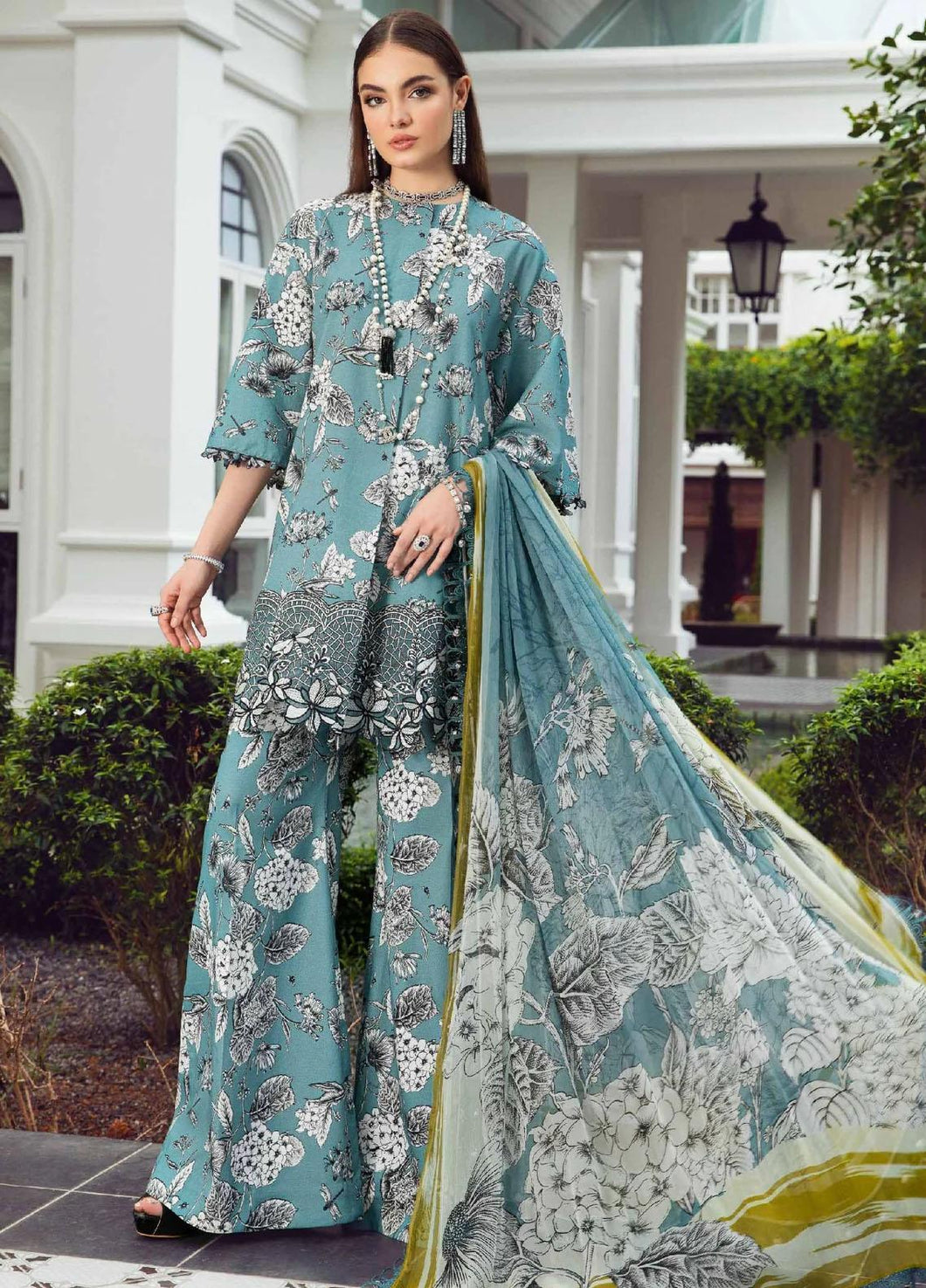 Maria B M Prints  Embroidered Cambric Suits Unstitched 3 Piece 8B - Winter Collection