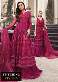 Maria B Embroidered Chiffon Suits Unstitched 4 Piece MPC-23-107 Magenta Pink D7 - Luxury Wedding Collection