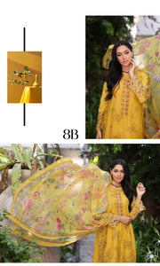 Noor By Saadia Asad Embroidered Lawn Suit Unstitched 3 Piece D-8B- Luxury Summer Collection