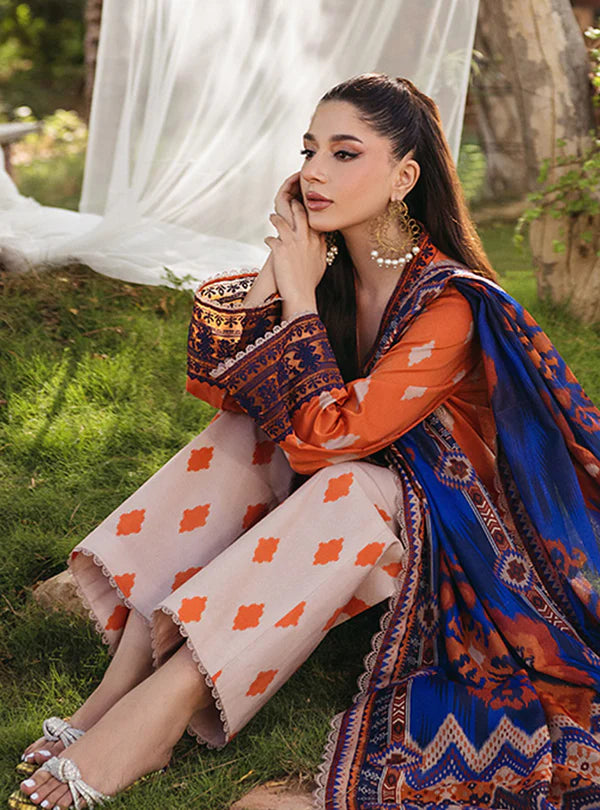 Zainab Chottani  by Tahra Embroidered Lawn Suit Unstitched 3 Piece ZCT24 LIZA - D 8A - Summer Collection