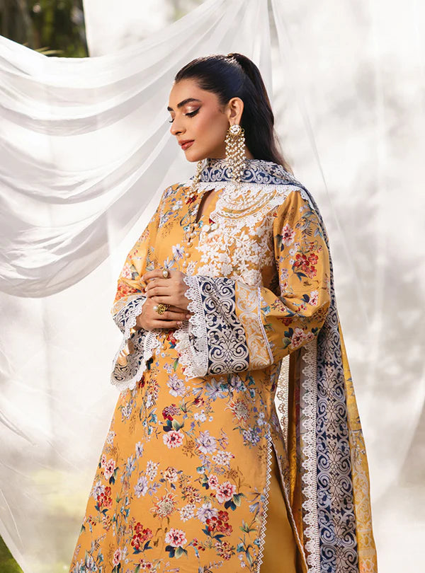 Zainab Chottani  by Tahra Embroidered Lawn Suit Unstitched 3 Piece ZCT24 BEEHA - D 2A - Summer Collection