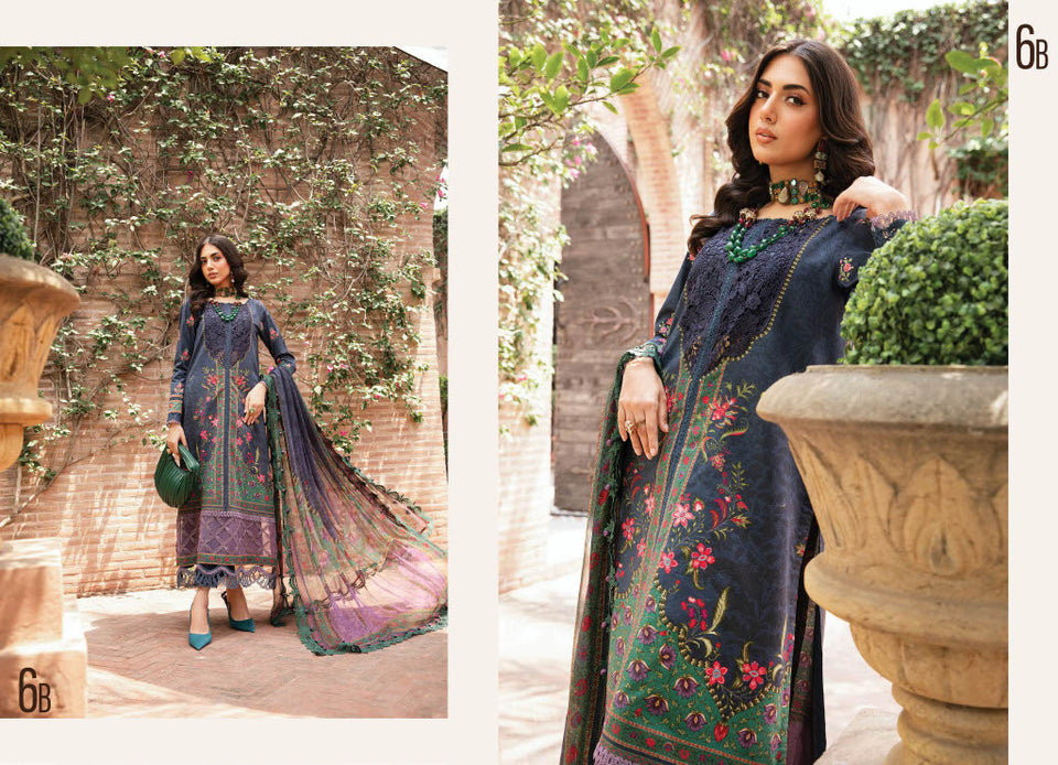Maria B by M.Prints Embroidered Lawn Suit Unstitched 3 Piece MPT-2206-B - Summer Collection