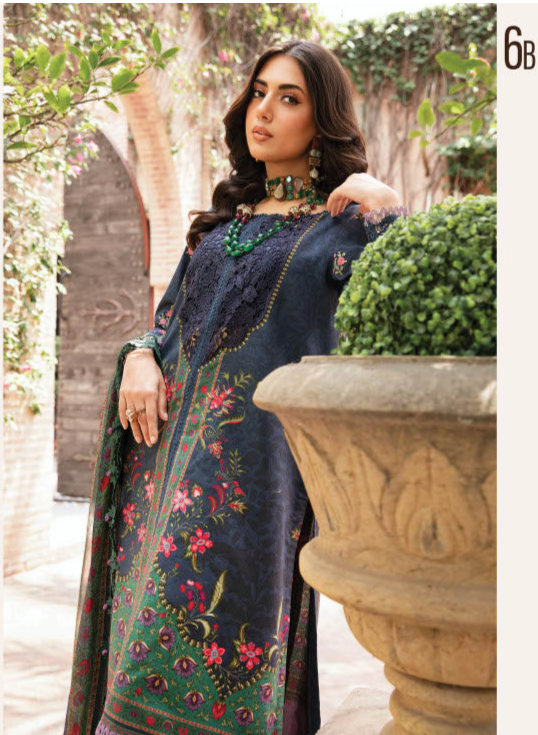Maria B by M.Prints Embroidered Lawn Suit Unstitched 3 Piece MPT-2206-B - Summer Collection