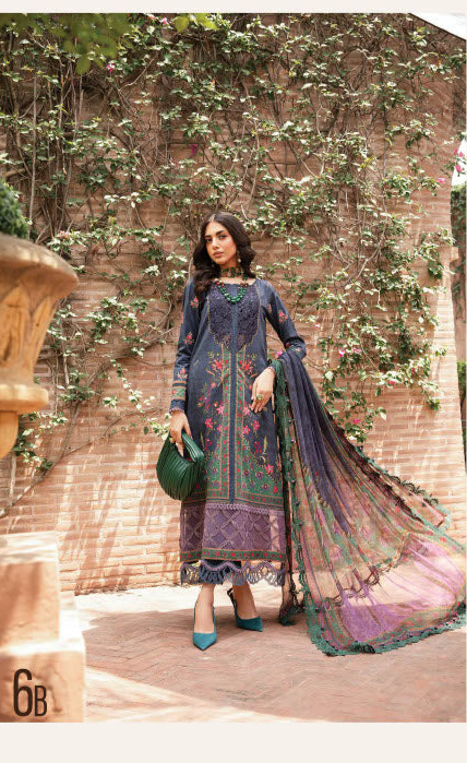 Maria B by M.Prints Embroidered Lawn Suit Unstitched 3 Piece MPT-2206-B - Summer Collection