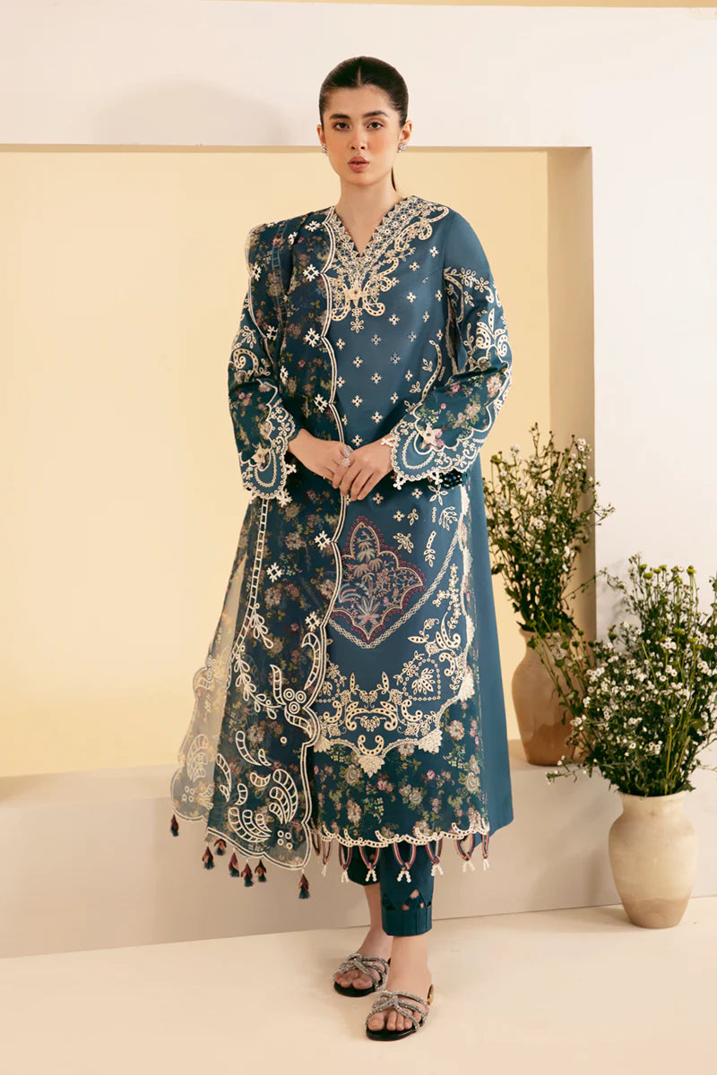 Qalamkar by Qlinekari Chikankari Lawn Suit Unstitched 3 Piece QLM24 SQQ-05 ELA - Summer Collection