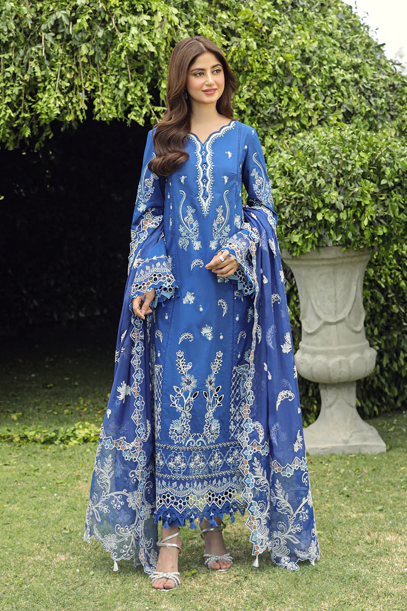 Qalamkar Chikankari Lawn Suit Unstitched 3 Piece PS-08 FARHEEN- Festive Collection