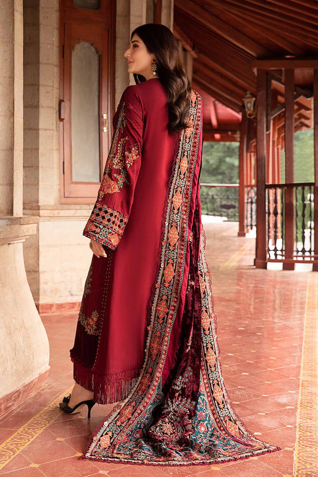 Maria.B 3 Piece Unstitched Embroidered Twill Linen Suit | DL-1210