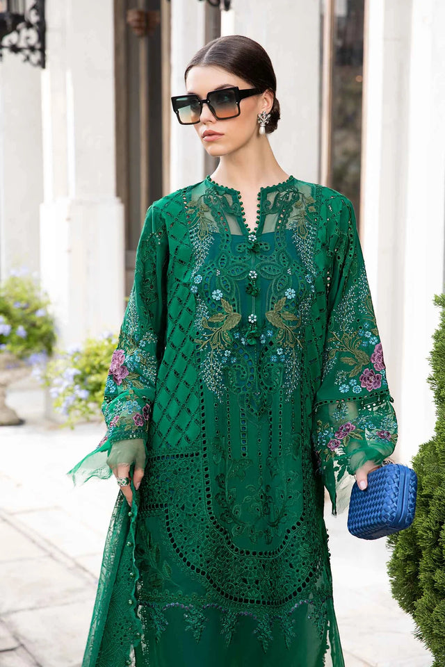 Maria B Embroidered Lawn Suit Unstitched 3 Piece MB24 D-02 - Luxury Collection