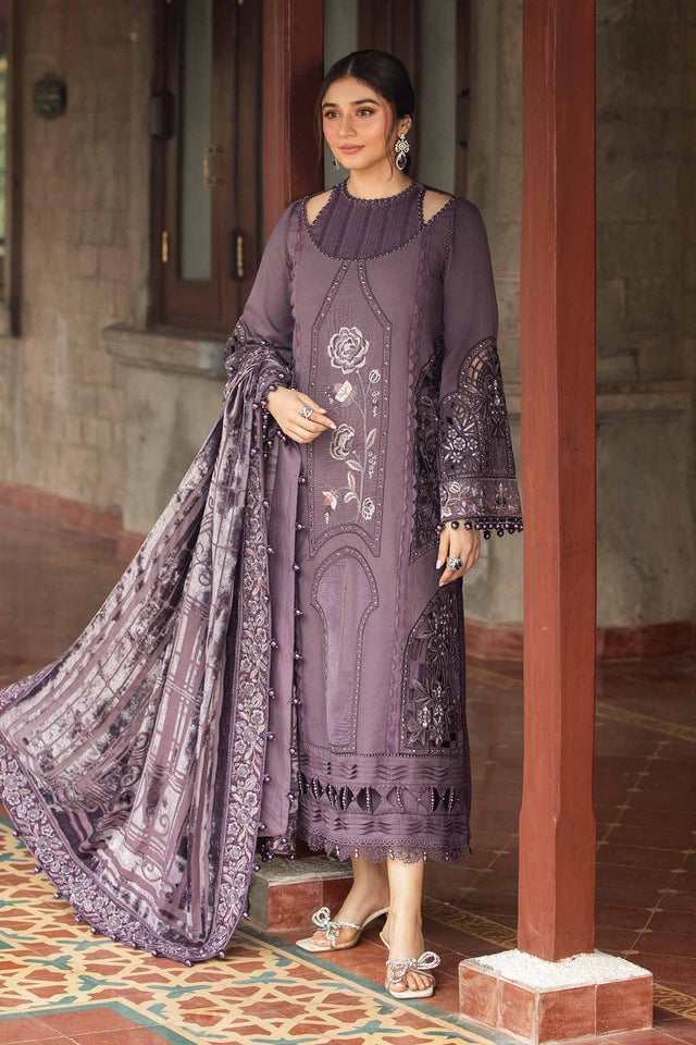 Maria.B 3 Piece Unstitched Embroidered Linen Suit | DL-1202