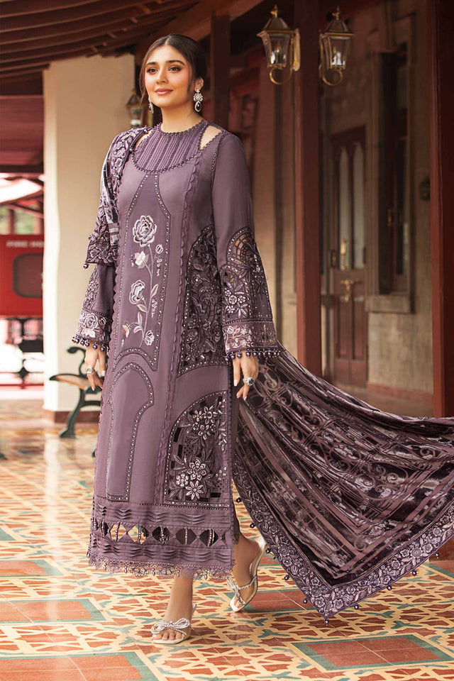 Maria.B 3 Piece Unstitched Embroidered Linen Suit | DL-1202