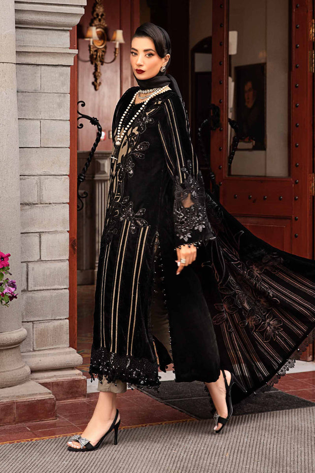 Maria.B 3 Piece Unstitched Embroidered Velvet Suit | DL-1205