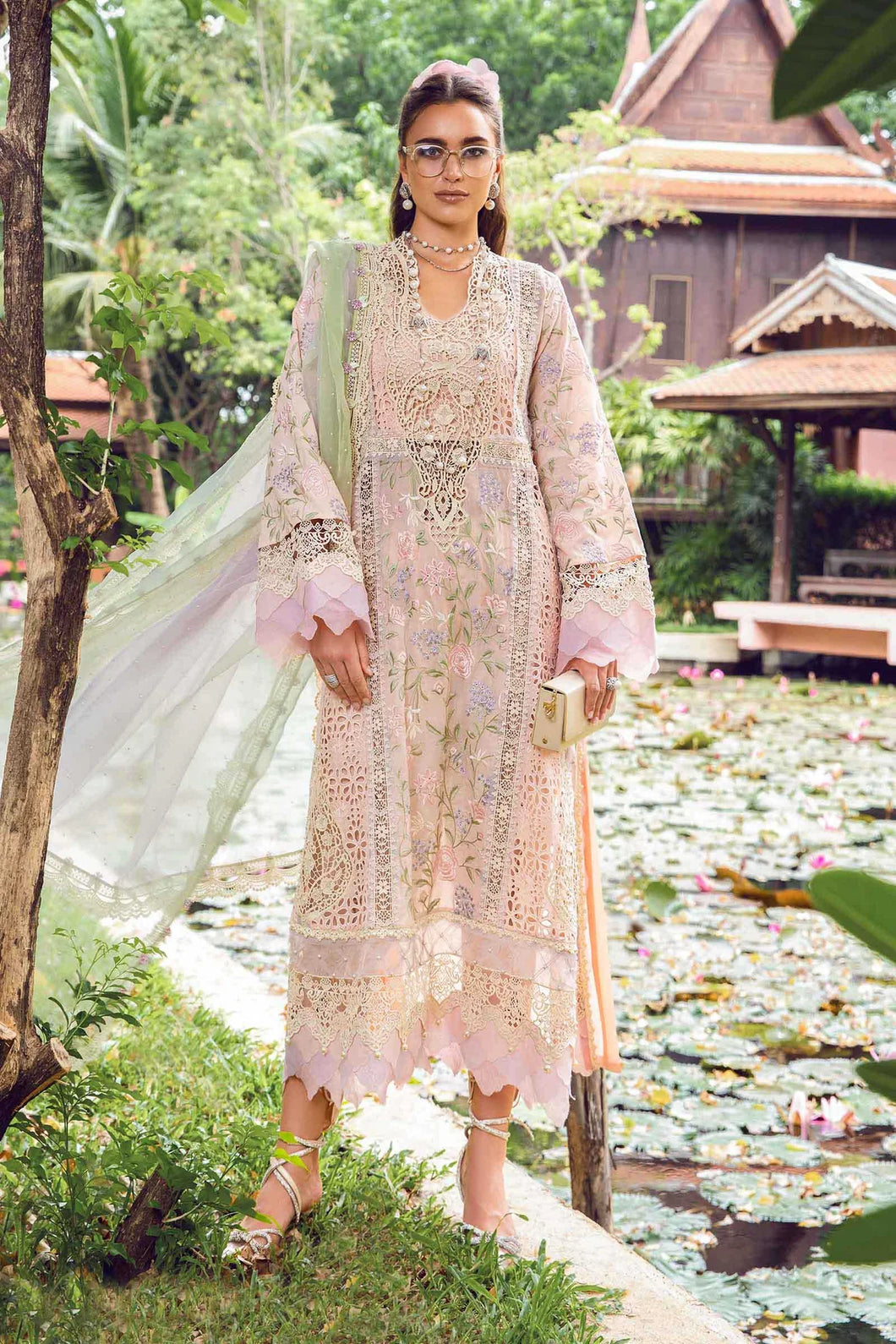 Maria B Embroidered Lawn Suit Unstitched 3 Piece MB24 D-07 - Luxury Collection