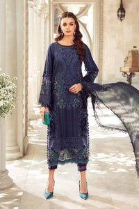 Maria B Embroidered Lawn Suit Unstitched 3 Piece MB24 D-09 - Luxury Collection