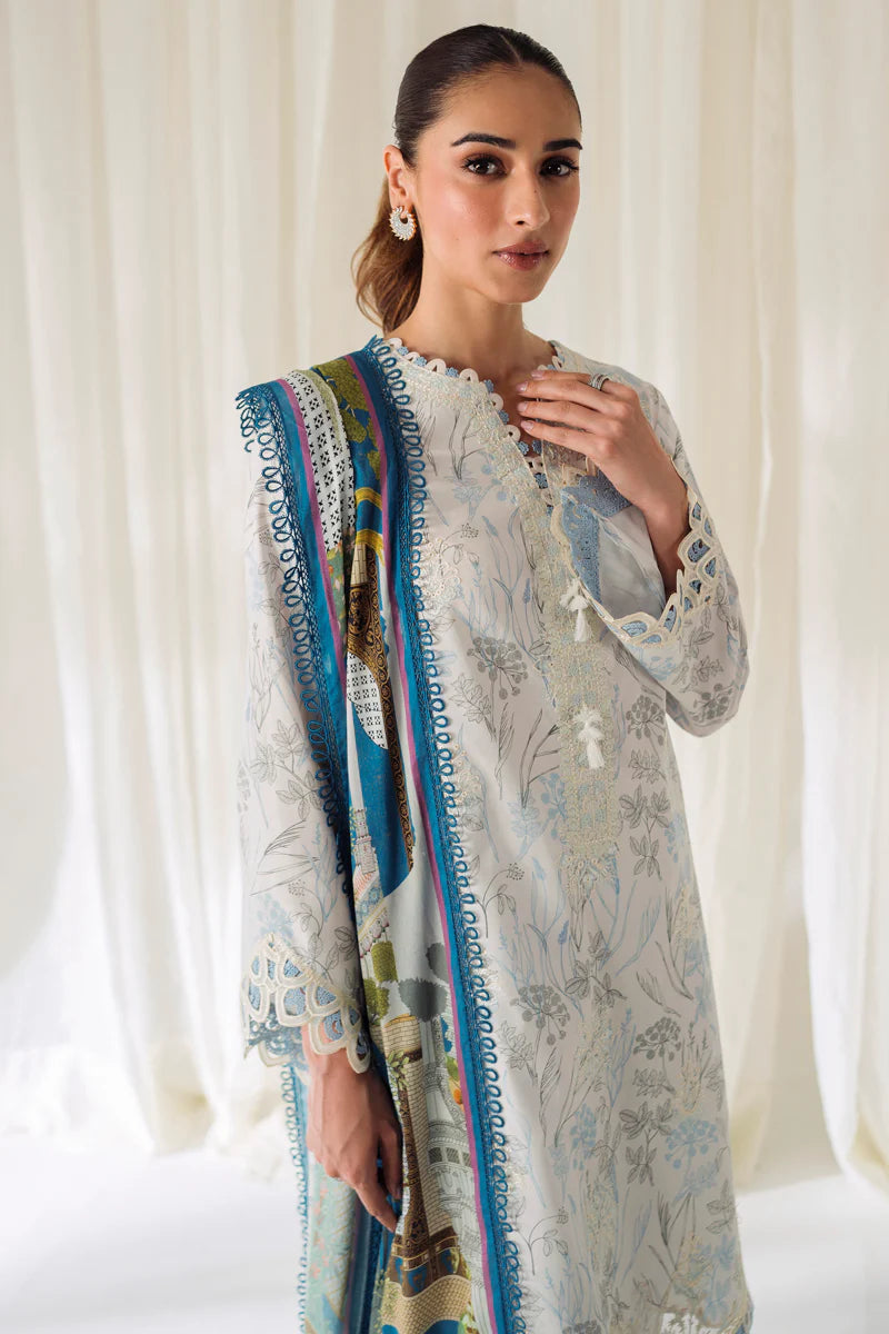 Qprints By Qalamkar Embroidered Lawn Suit Unstitched 3 Piece QAR-05 FLORINE - Summer Collection