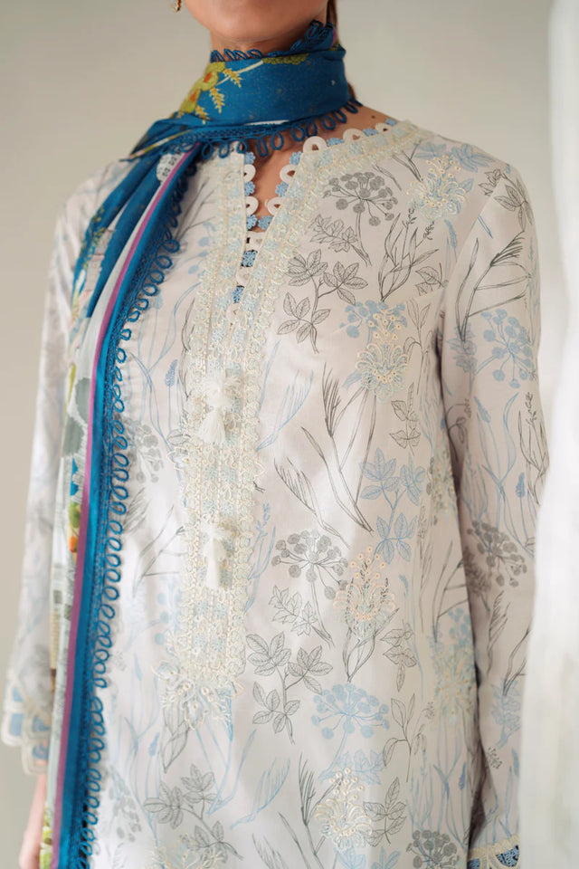 Qprints By Qalamkar Embroidered Lawn Suit Unstitched 3 Piece QAR-05 FLORINE - Summer Collection