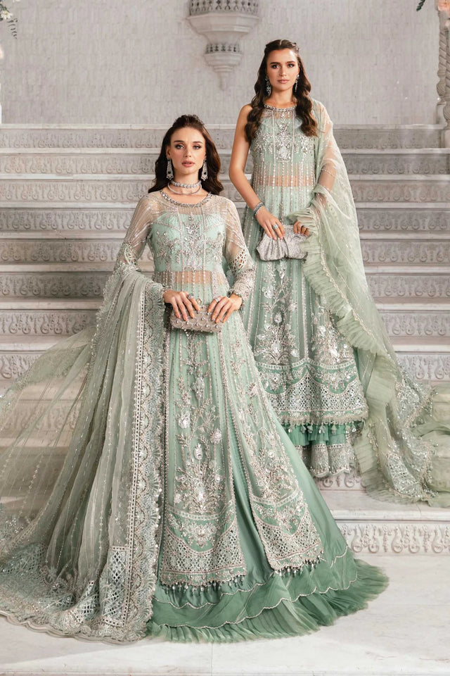 Maria B Mbroidered  Embroidered Suit Unstitched 3 PieceBD-2803-AQUA- D-03 - Luxury Collection