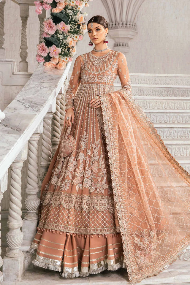 Maria B Mbroidered  Embroidered Suit Unstitched 3 Piece BD-2804-ASH PINK- Luxury Collection
