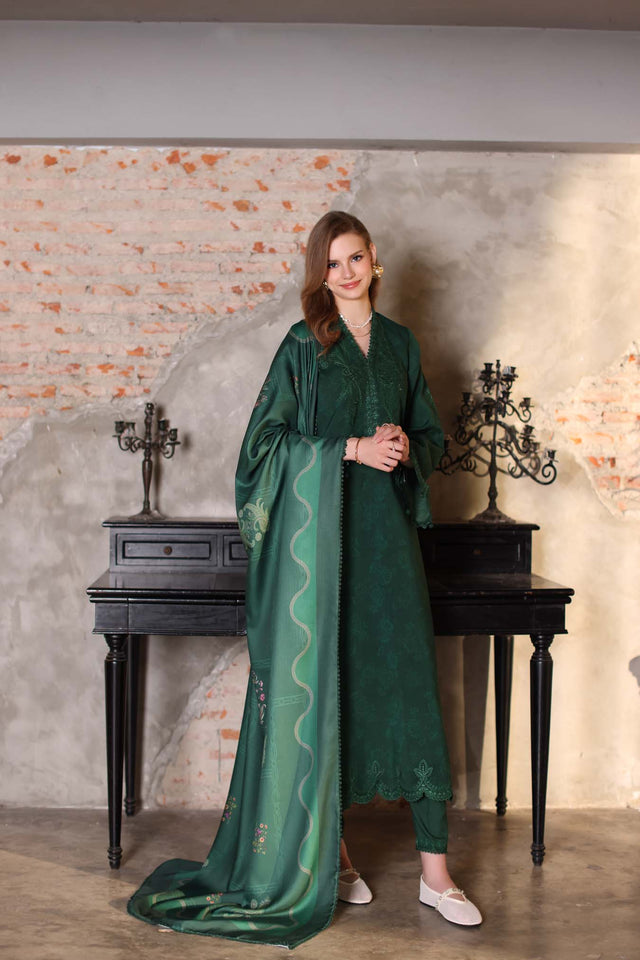 Noor by Saadia Asad Embroidered Linen Unstitched 3Pc Suit D-03A