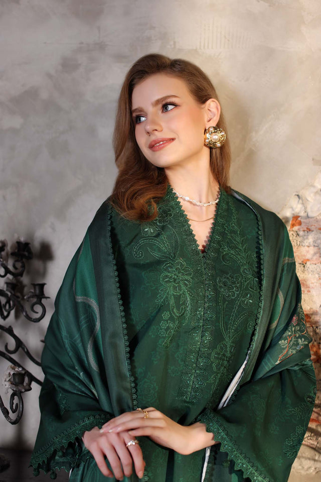 Noor by Saadia Asad Embroidered Linen Unstitched 3Pc Suit D-03A