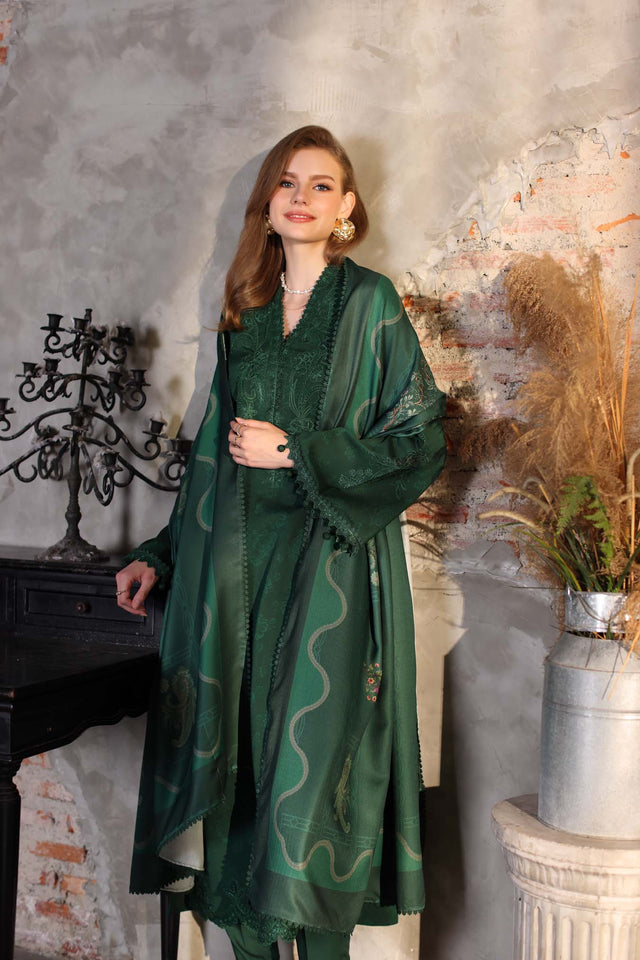 Noor by Saadia Asad Embroidered Linen Unstitched 3Pc Suit D-03A