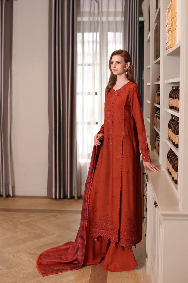 Noor by Saadia Asad Embroidered Linen Unstitched 3Pc Suit D-05A