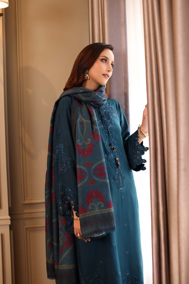 Noor by Saadia Asad Embroidered Linen Unstitched 3Pc Suit D-05B