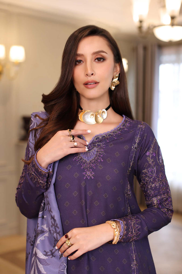 Noor by Saadia Asad Embroidered Linen Unstitched 3Pc Suit D-06B