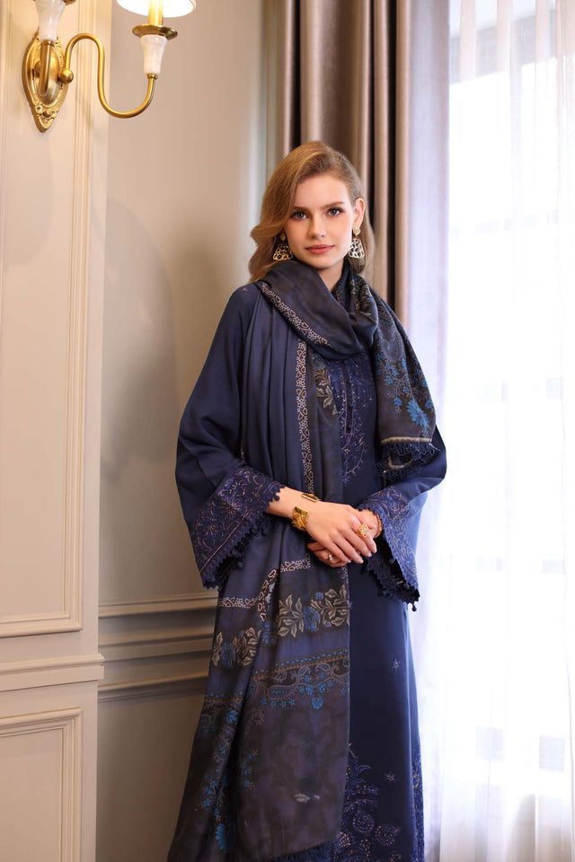 Noor by Saadia Asad Embroidered Linen Unstitched 3Pc Suit D-07B