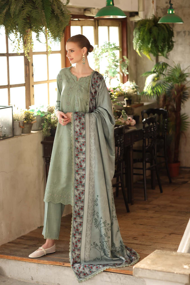 Noor by Saadia Asad Embroidered Linen Unstitched 3Pc Suit D-08A