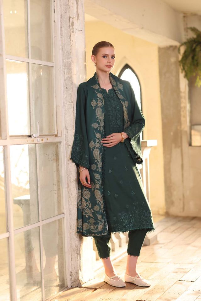 Noor by Saadia Asad Embroidered Linen Unstitched 3Pc Suit D-09A