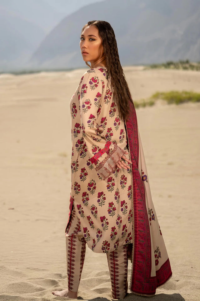 Mbasics 3 Pc Unstitched Printed Linen Suit | 502-A