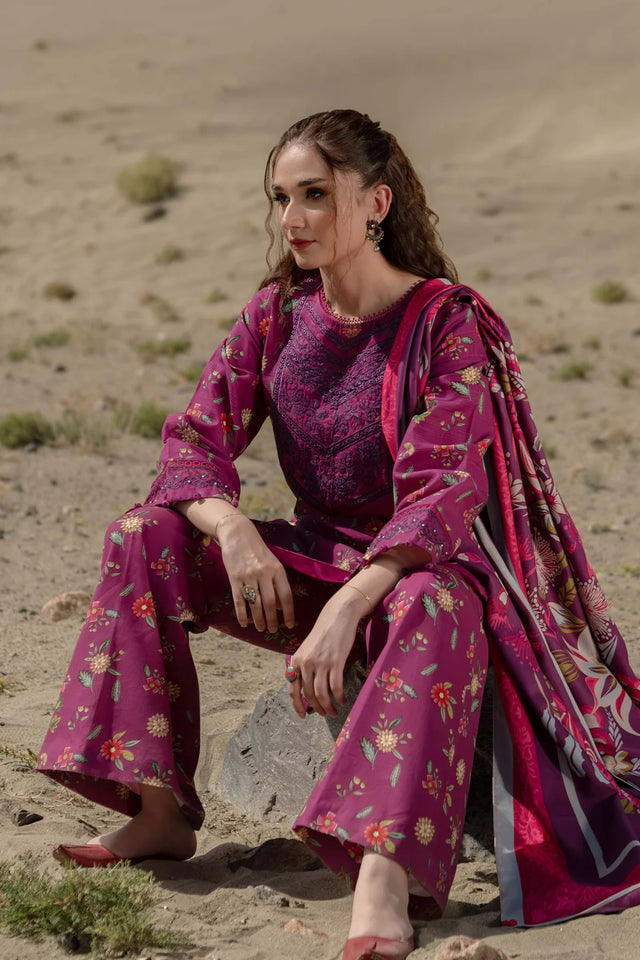 Mbasics 3 Pc Unstitched Printed Khaddar Suit | 505-A