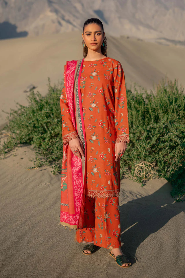Mbasics 3 Pc Unstitched Printed Khaddar Suit | 505-B