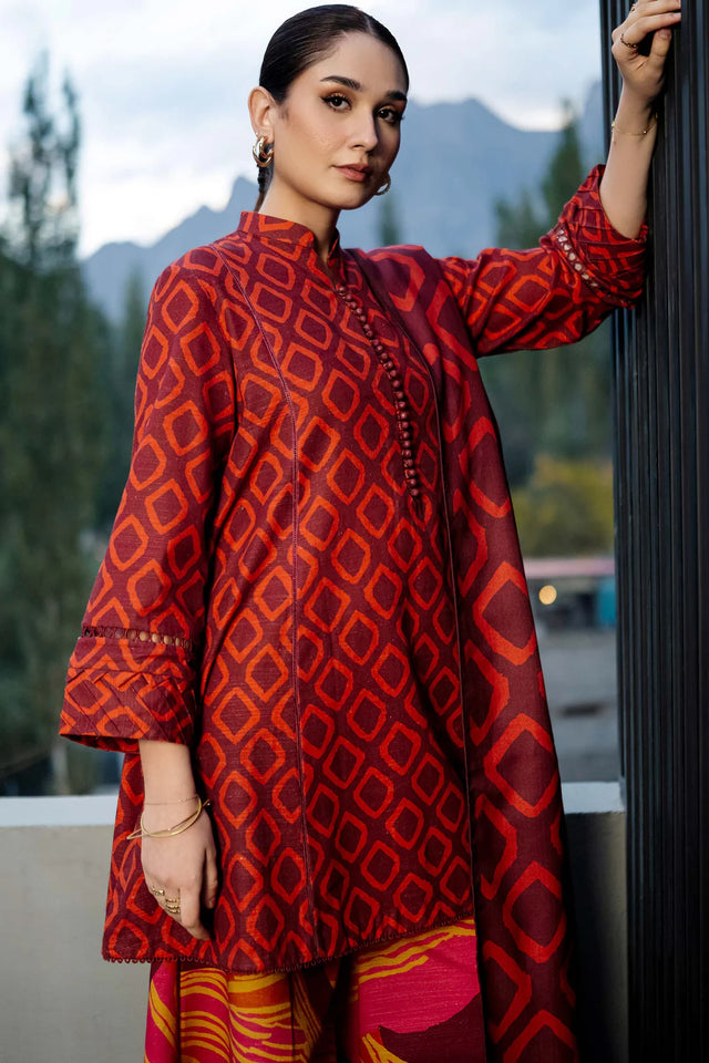 Mbasics 3 Pc Unstitched Printed Khaddar Suit | 506-B
