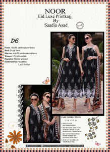 Noor by Saadia Asad Embroidered Lawn Suits Unstitched 3 Piece NSA24ELP D6-Luxury Collection