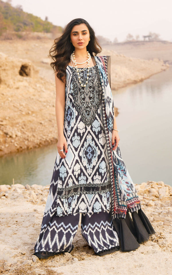 Asifa Nabeel by Meraki Embroidered Lawn Suits Unstitched 3 Piece STARLETE-U141M0-08 | Unstitched Lawn