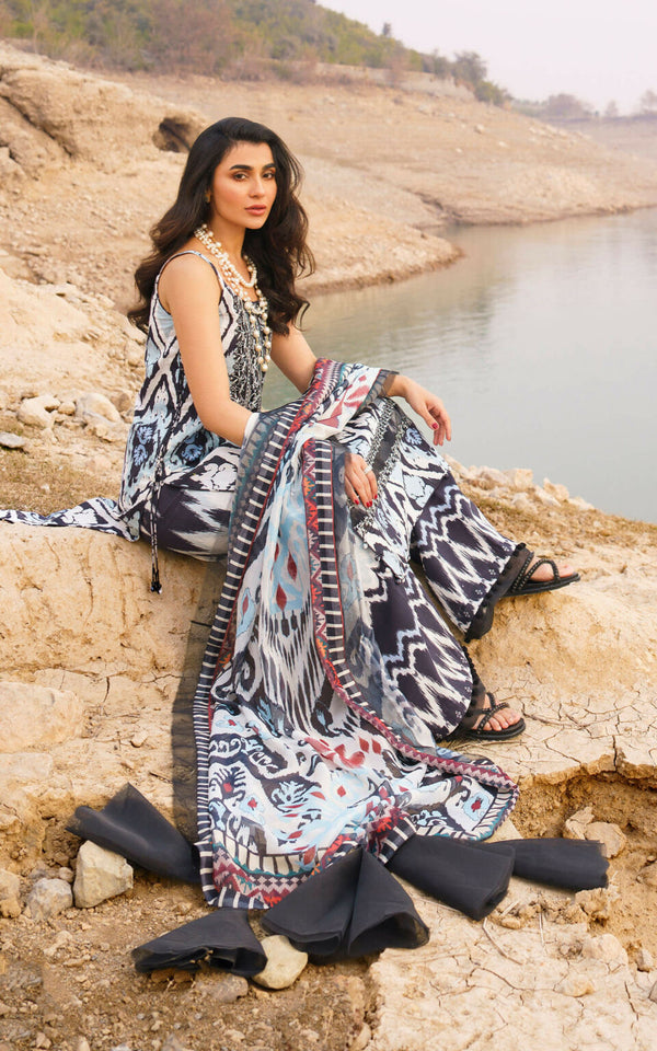 Asifa Nabeel by Meraki Embroidered Lawn Suits Unstitched 3 Piece STARLETE-U141M0-08 | Unstitched Lawn