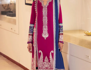 Zaha Embroidered Lawn Suits Unstitched 3 Piece ZL24-06B - Summer Collection