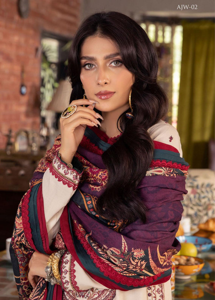 Asim Jofa Asra Embroidered Velvet Suits Unstitched 3 Piece AJW-02 - Winter Collection