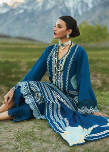 Crimson Embroidered Lawn Suits Unstitched 3 Piece Medley of Lace - D7 A Cobalt Blue