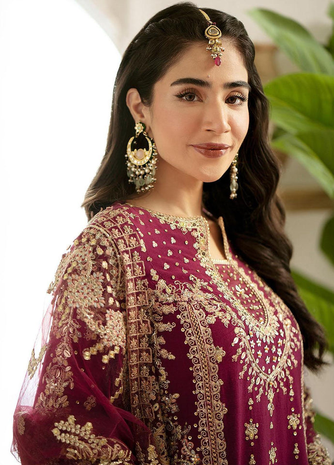 Qalamkar Dilnaaz Embroidered Organza Suits Unstitched 3 Piece  DN-7 Aleena - Wedding Collection