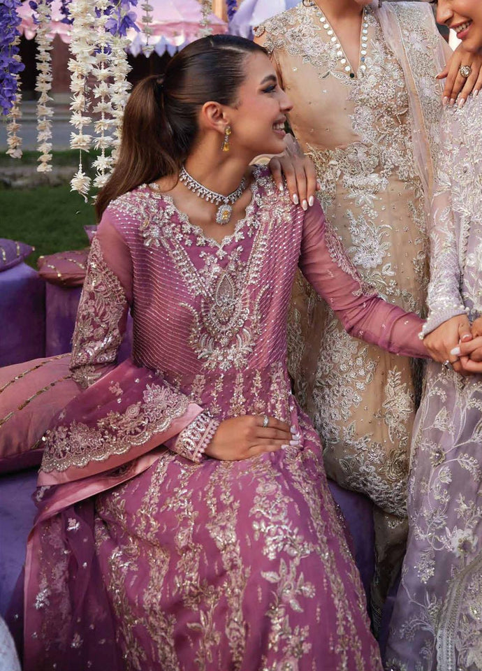 Mushq Izhar Embroidered Chiffon Suits Unstitched 4 Piece  MCH-02 HANIA- Luxury Wedding Collection