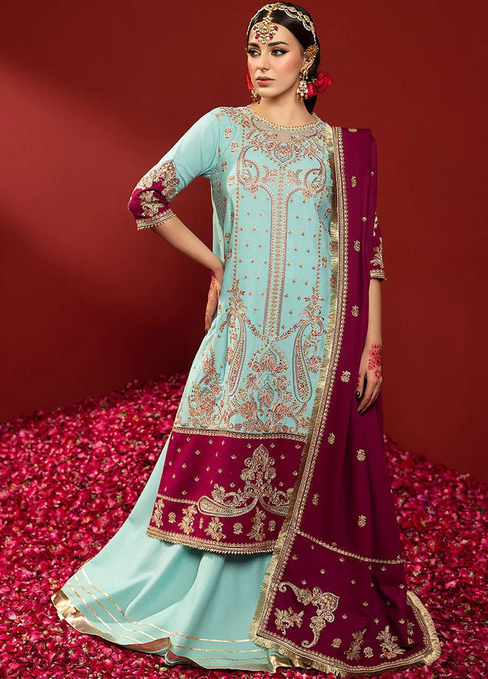 Bin Ilyas Laal Embroidered Karandi Suits Unstitched 3 Piece BI23L 1517-A - Winter Collection