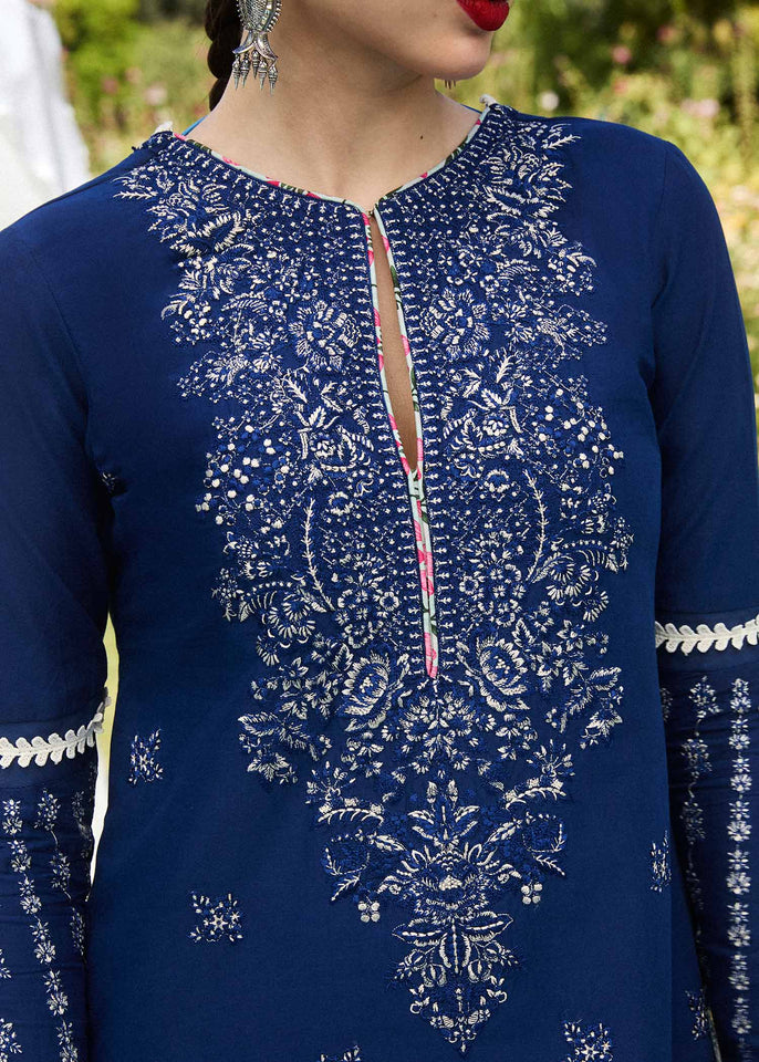 Hussain Rehar Embroidered Lawn Suit Unstitched 3 Piece HRR24SSL Cyan - Summer Collection